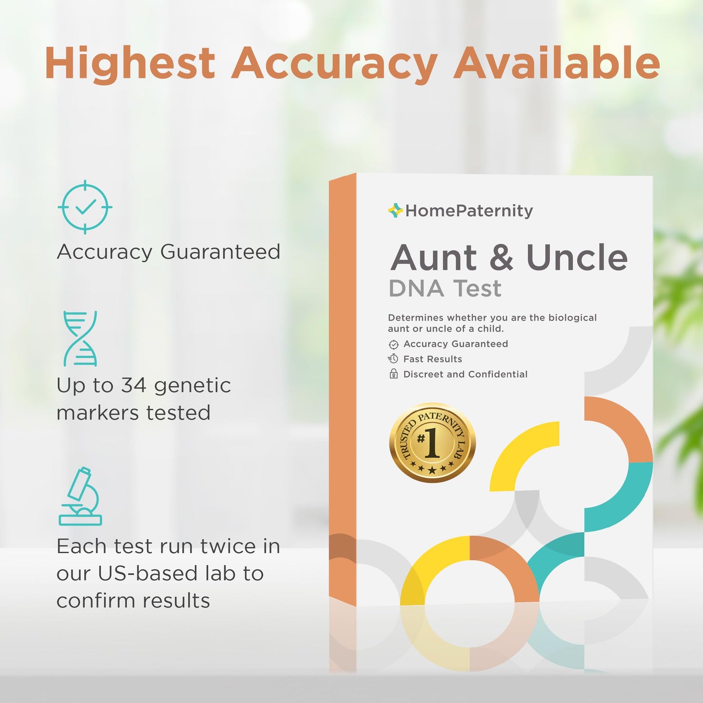HomePaternity Aunt/Uncle DNA Test – 34 Markers, Fast Results, All Lab Fees & Shipping Included