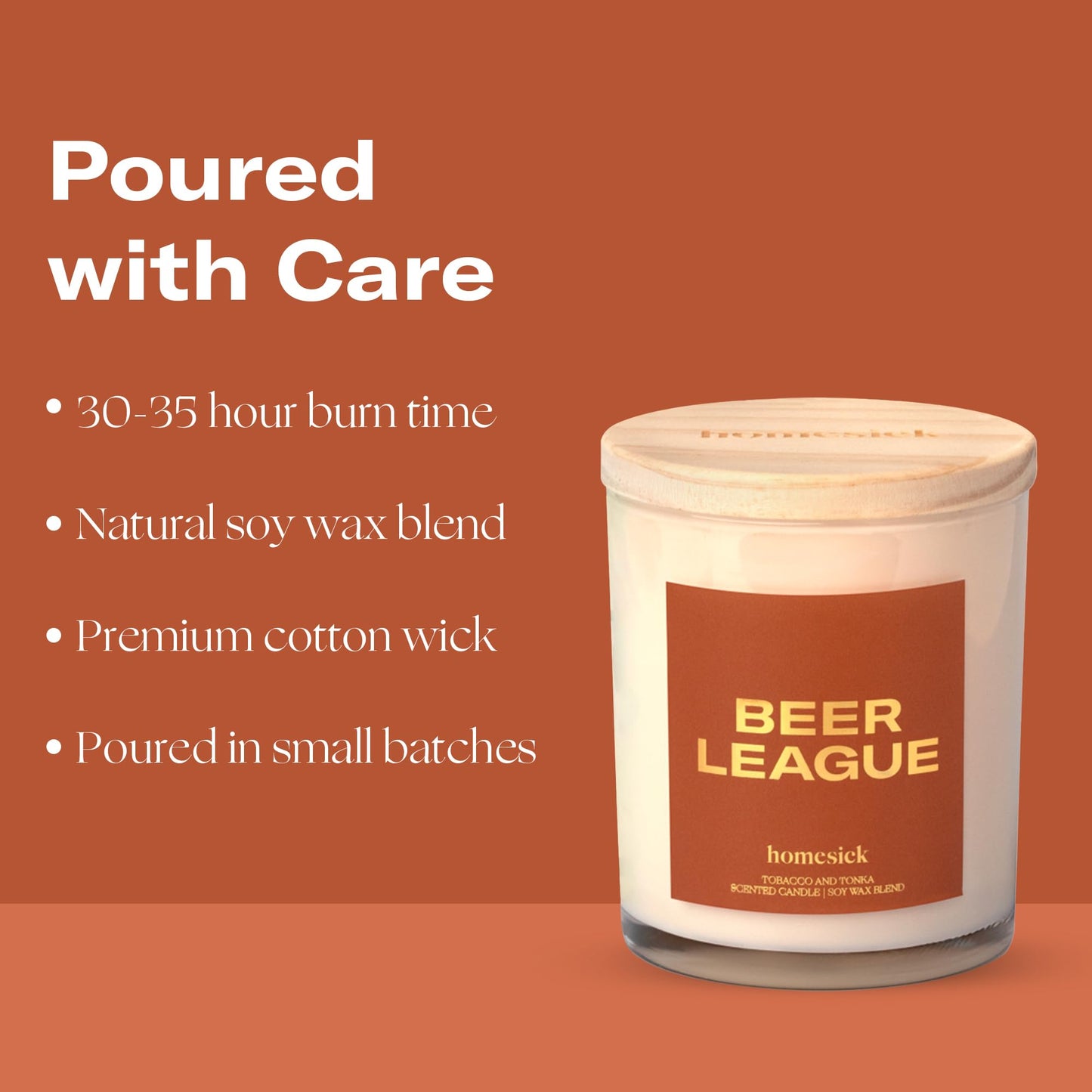 Homesick Beer League Candle – 7.5 oz Soy Wax Blend, Tobacco & Tonka