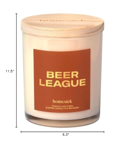 Homesick Beer League Candle – 7.5 oz Soy Wax Blend, Tobacco & Tonka