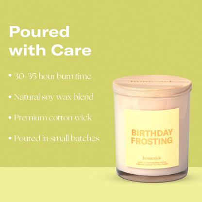 Homesick Birthday Frosting 7.5 oz Soy Candle – Long-Lasting Jar Candle Gift for Women & Men