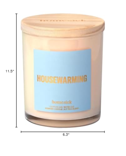 Homesick Housewarming Candle – 7.5 oz Natural Soy Wax (Cotton & Water Lily)