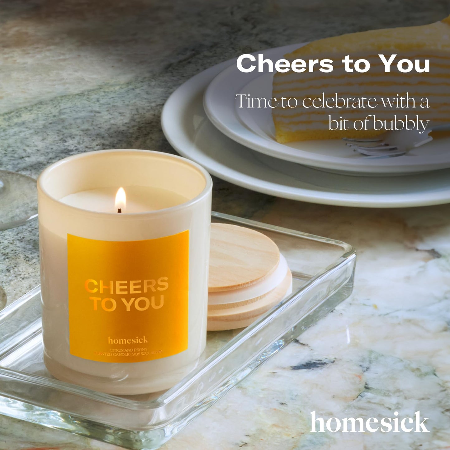 Homesick Cheers To You 7.5 oz Candle — Natural Soy, Long-Lasting