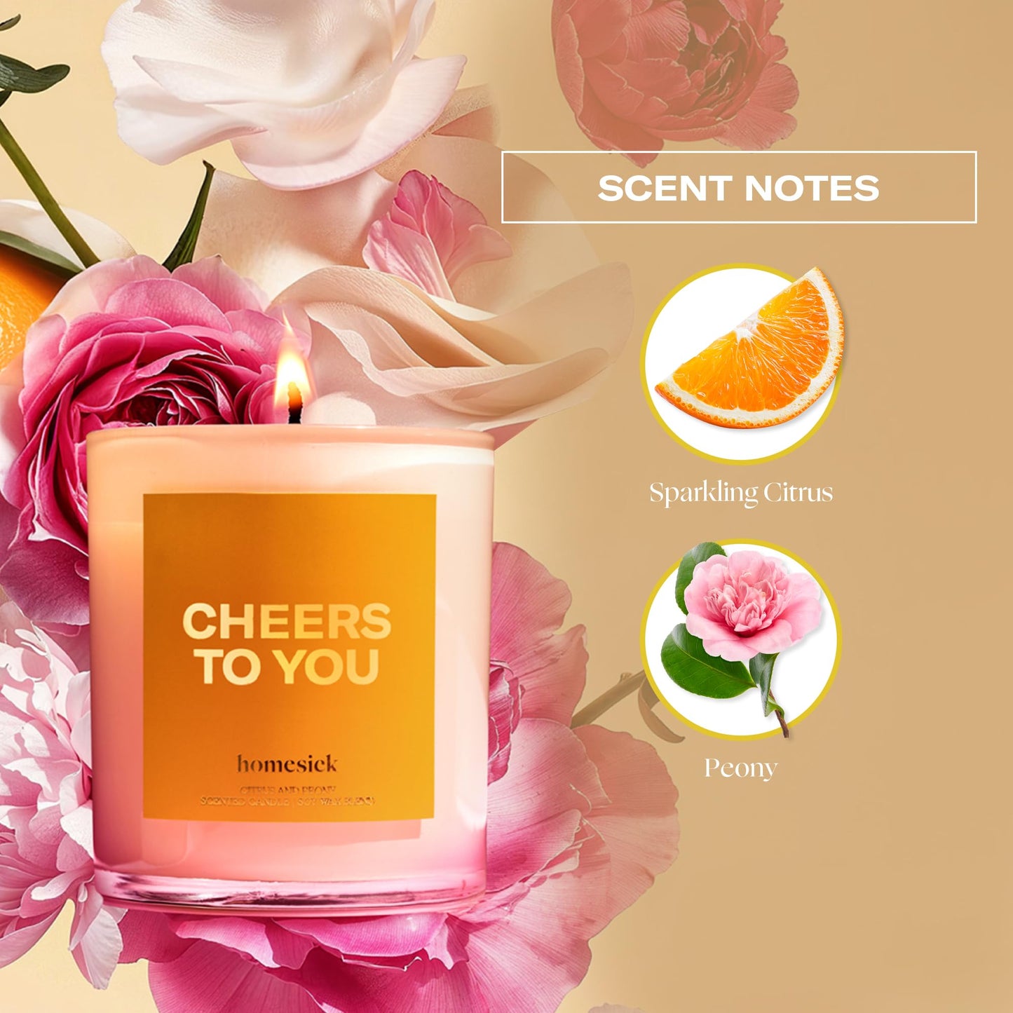 Homesick Cheers To You 7.5 oz Candle — Natural Soy, Long-Lasting