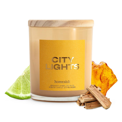 Homesick City Lights 7.5 oz Soy Candle – Amber & Bergamot