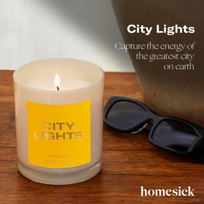 Homesick City Lights 7.5 oz Soy Candle – Amber & Bergamot