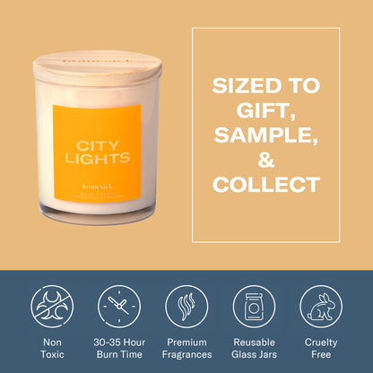 Homesick City Lights 7.5 oz Soy Candle – Amber & Bergamot