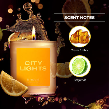 Homesick City Lights 7.5 oz Soy Candle – Amber & Bergamot