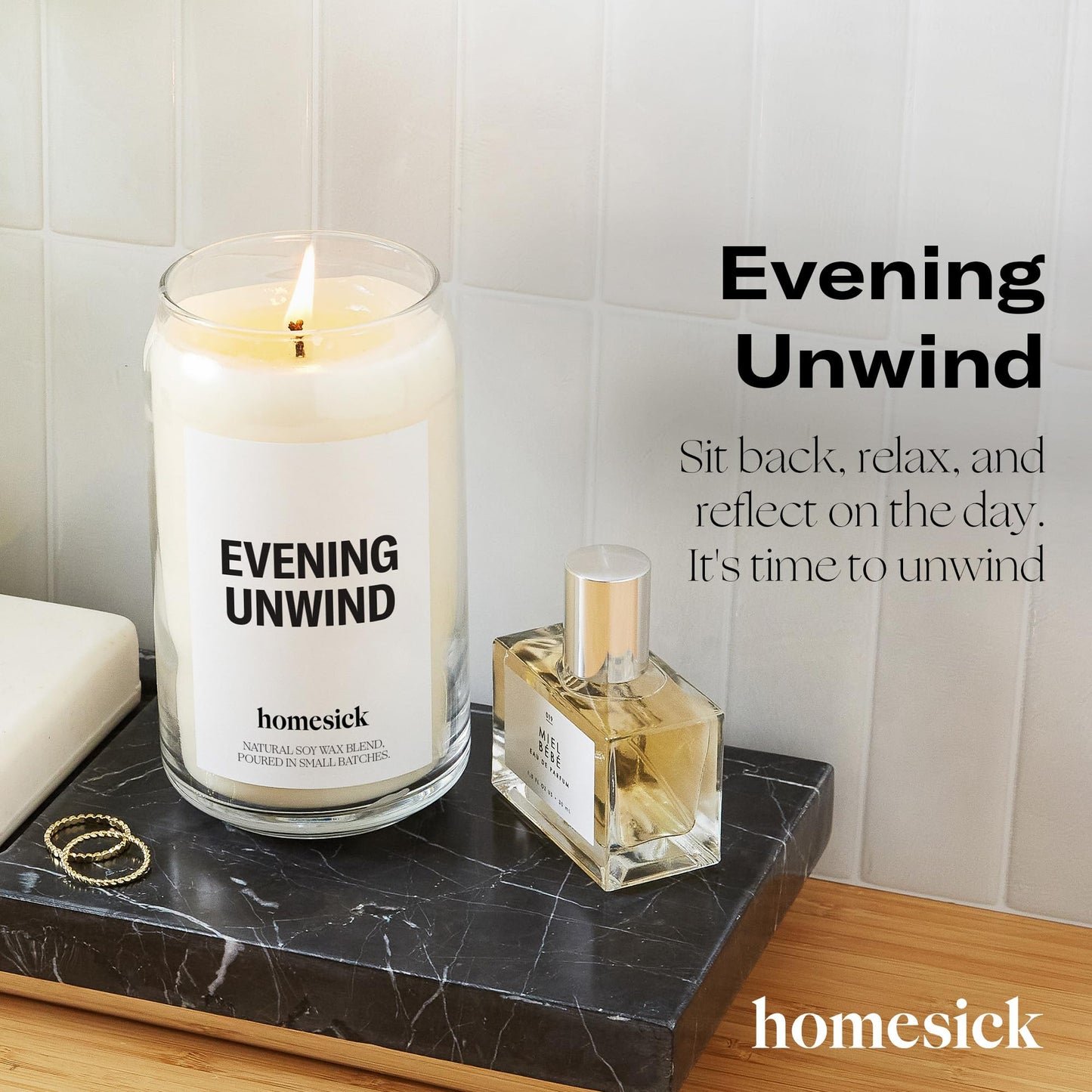 Homesick Evening Unwind Candle – 13.75 oz Soy Wax Blend, 60-80h Burn Time