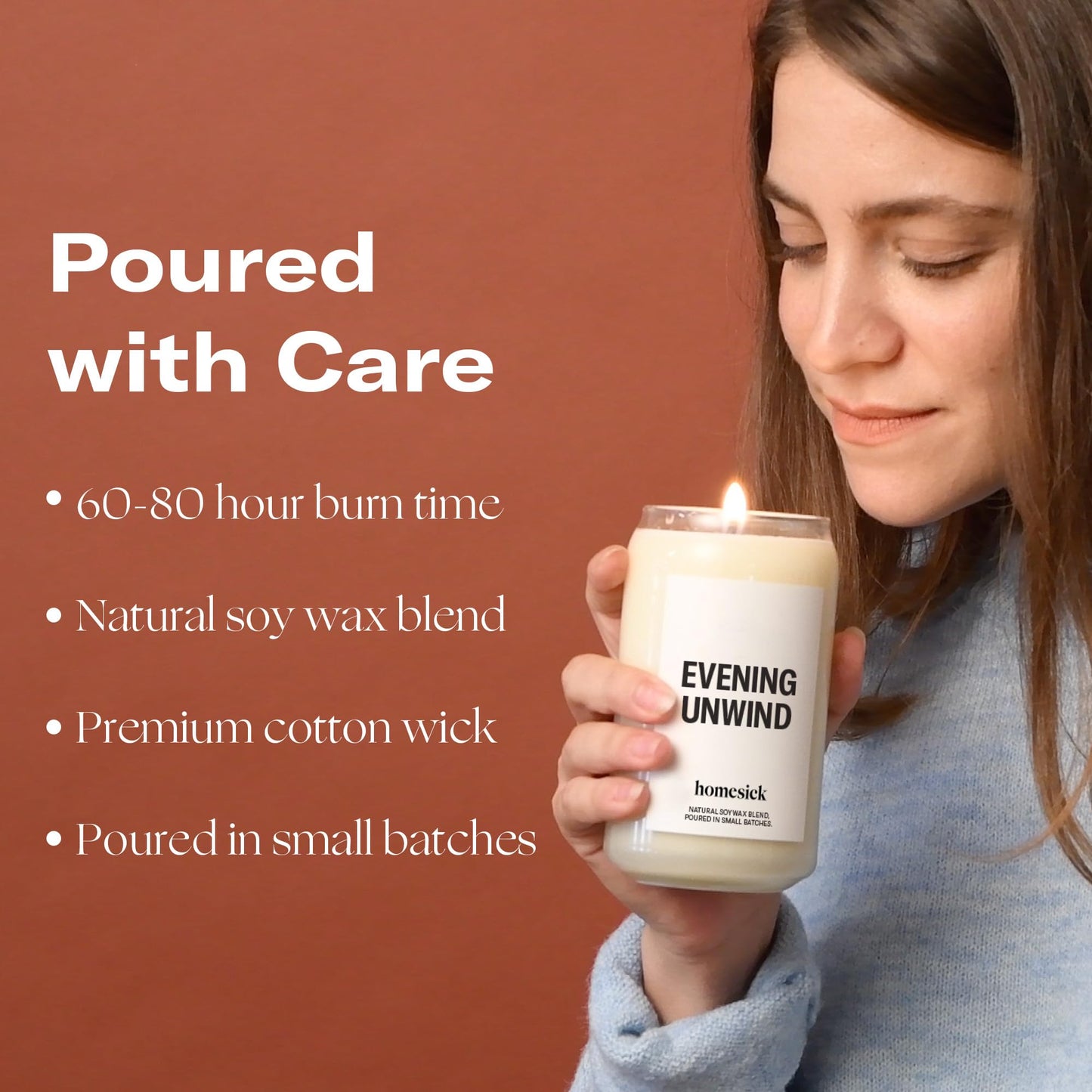 Homesick Evening Unwind Candle – 13.75 oz Soy Wax Blend, 60-80h Burn Time