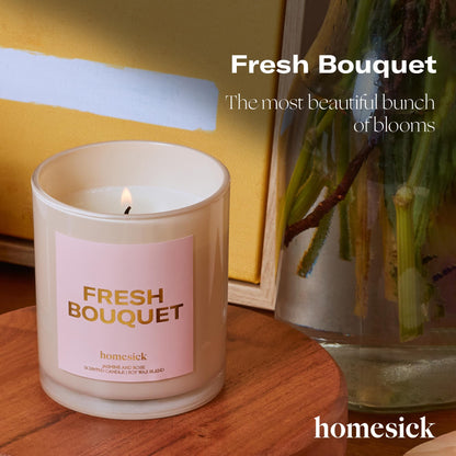 Homesick Fresh Bouquet Candle - 7.5 oz Natural Soy Wax, Jasmine & Rose