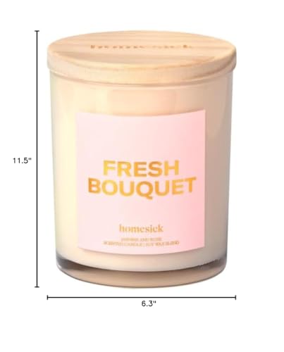 Homesick Fresh Bouquet Candle - 7.5 oz Natural Soy Wax, Jasmine & Rose