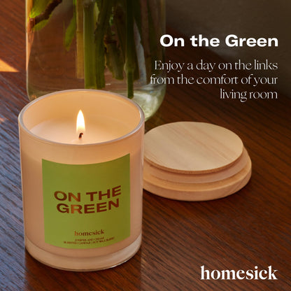 Homesick On The Green 7.5 oz Scented Candle – Juniper & Cedar | Natural Soy Wax