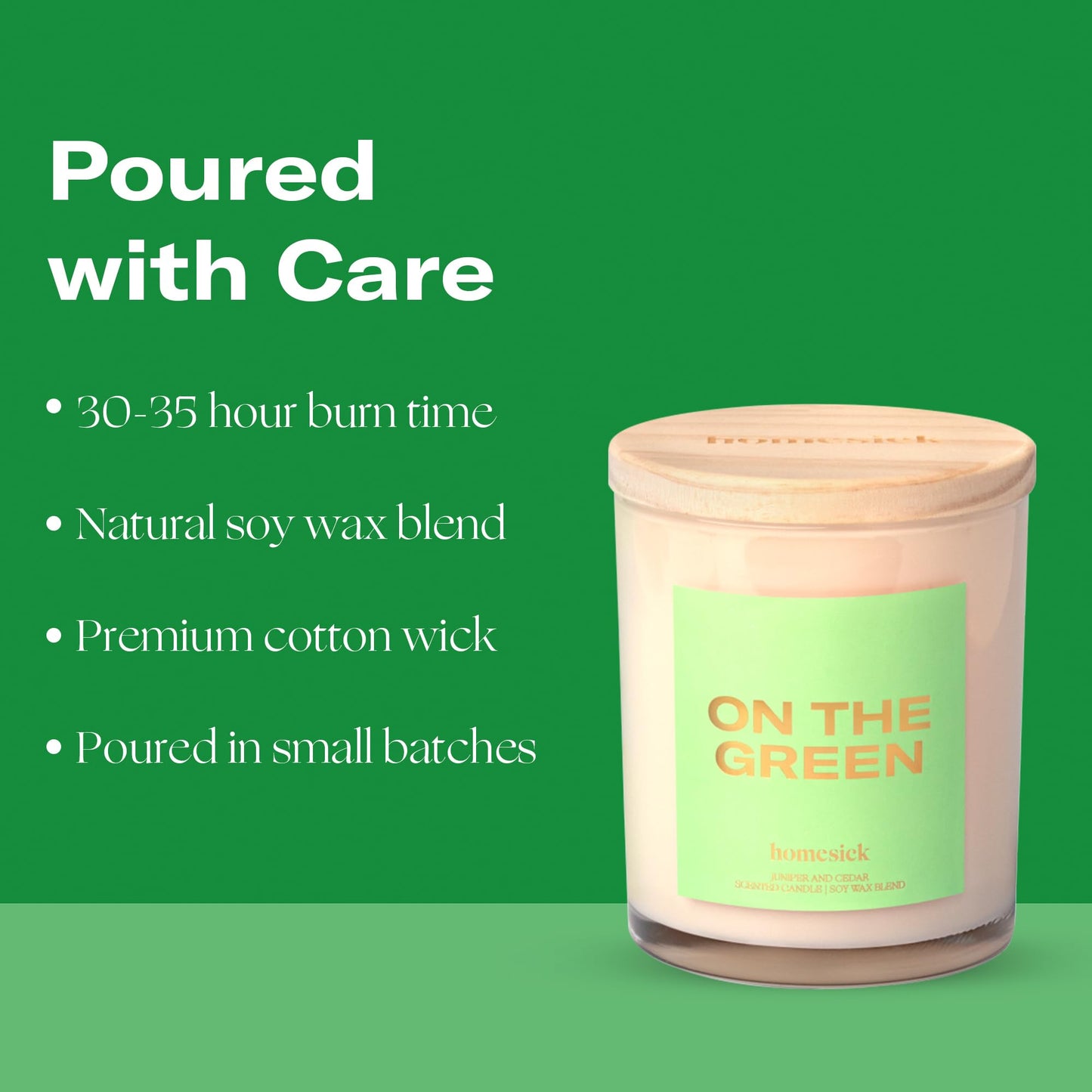 Homesick On The Green 7.5 oz Scented Candle – Juniper & Cedar | Natural Soy Wax