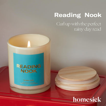 Homesick Reading Nook Candle – 7.5 oz, Sandalwood & Musk, Long-Lasting Soy Wax