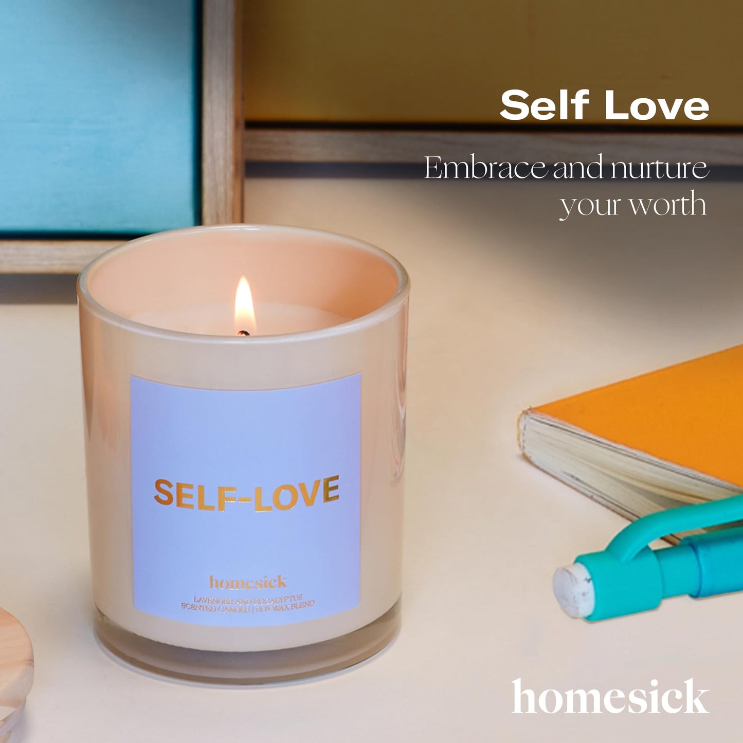 Homesick Self Love Starter Candle – Eucalyptus & Lavender, 7.5 oz Soy Wax