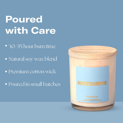 Homesick Housewarming Candle – 7.5 oz Natural Soy Wax (Cotton & Water Lily)