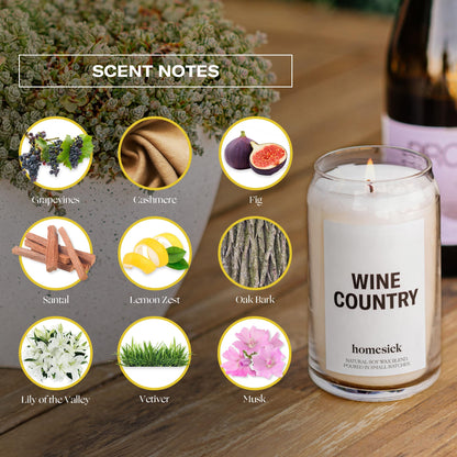 Homesick Wine Country Scented Candle - 13.75 oz, Long-Lasting Soy Wax