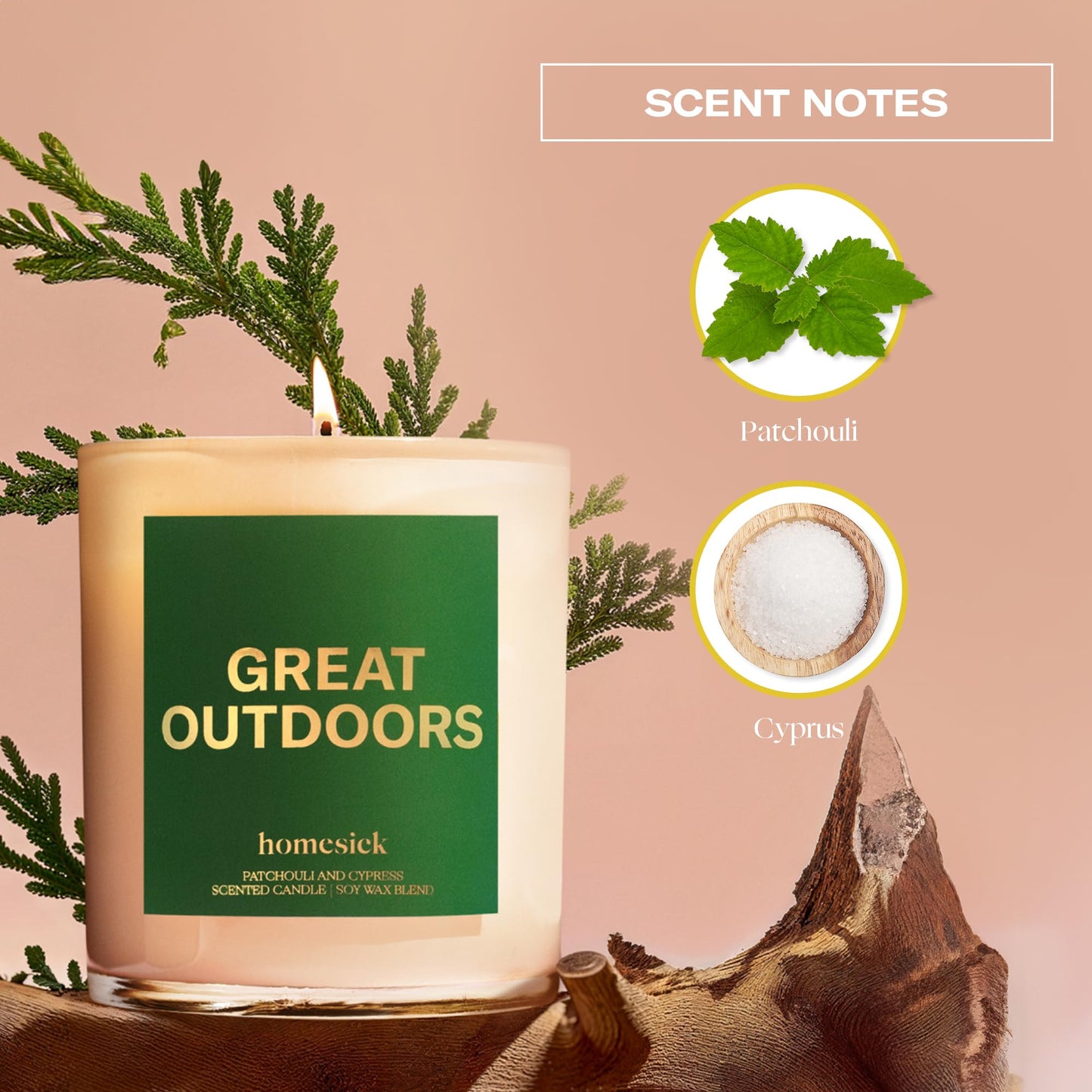 Homesick Great Outdoors 7.5 oz Candle - Patchouli & Cypress