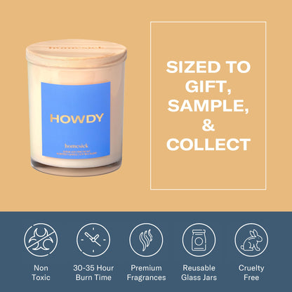 Homesick Howdy 7.5oz Candle – Pink Peony & Suede (Natural Soy Wax)