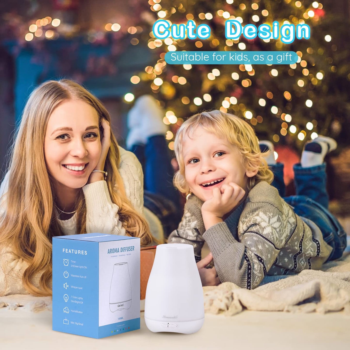 Homeweeks 100ml Colorful Essential Oil Diffuser | Adjustable Mist & Auto Off
