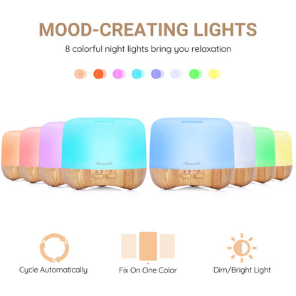 Homeweeks 300ml Essential Oil Diffuser – Quiet Ultrasonic Aromatherapy Night Light