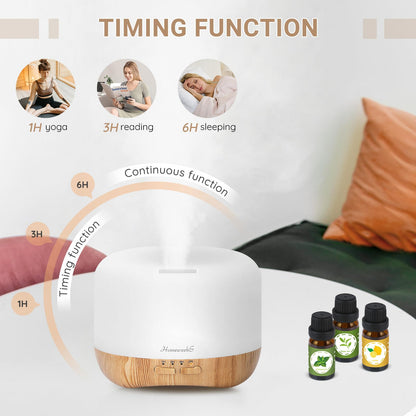 Homeweeks 300ml Essential Oil Diffuser – Quiet Ultrasonic Aromatherapy Night Light