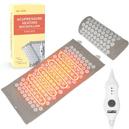 HOMLYNS Heated Acupressure Mats – 3 Heat Levels, 2h Auto Off, Grey