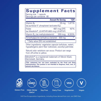 Pure Encapsulations Homocysteine Factors | Supplement to Support Normal Homocysteine Levels and Cardiovascular Health* | 60 Capsules