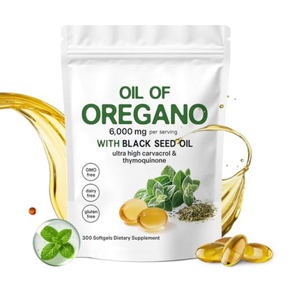 Homtoltol Oil of Oregano + Black Seed Oil Softgels – 300 Count