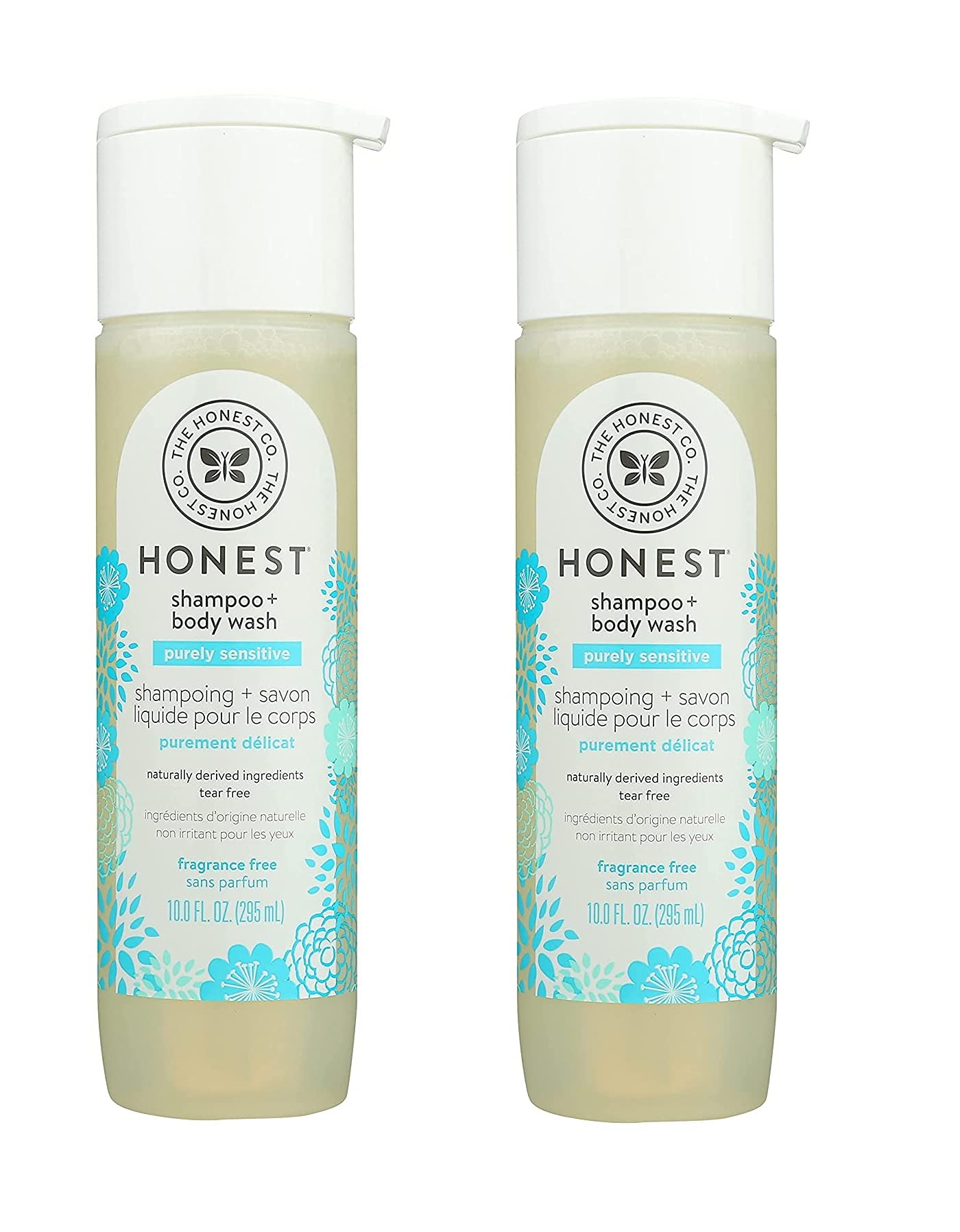 HONEST Purely Simple Fragrance-Free Shampoo + Body Wash – Tear-Free Baby Bath (10 Fl Oz, Pack of 2)