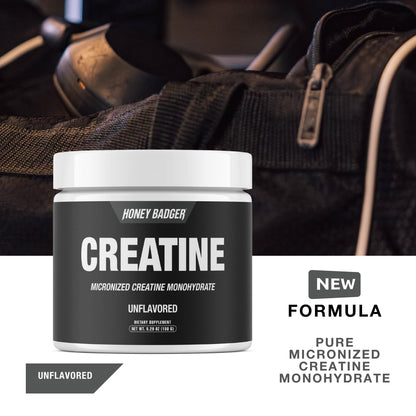 Honey Badger Creatine Monohydrate Powder – Micronized, Unflavored