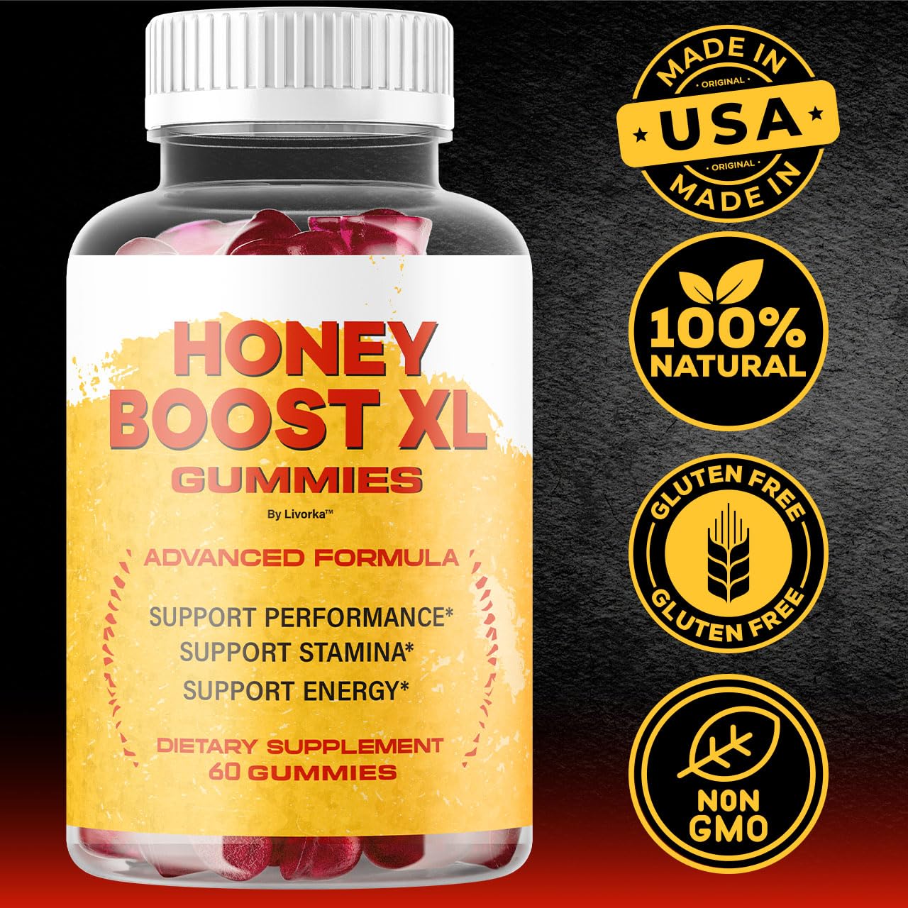 Honey Boost XL Gummies - Official Premium Men's Health Supplement | 60 Gummies