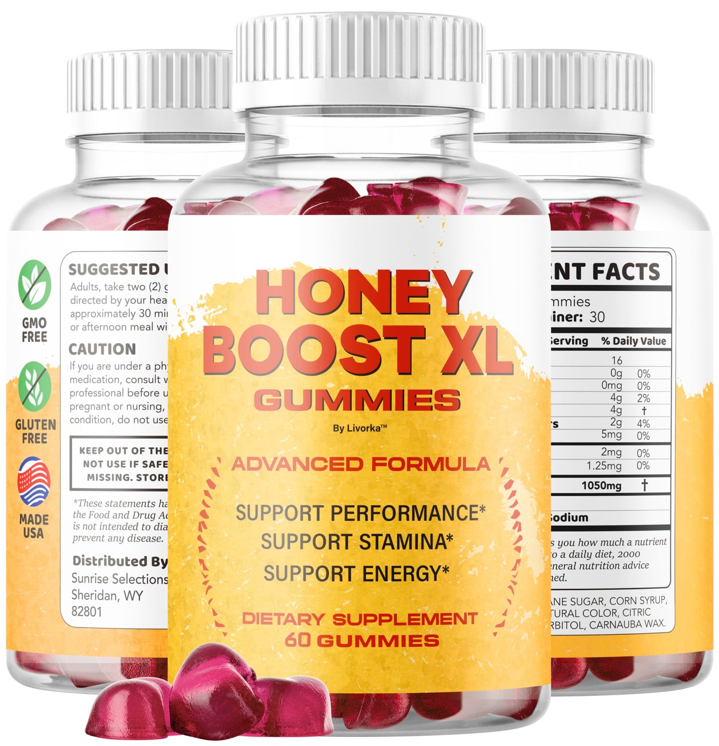 Honey Boost XL Gummies - Official Premium Men's Health Supplement | 60 Gummies