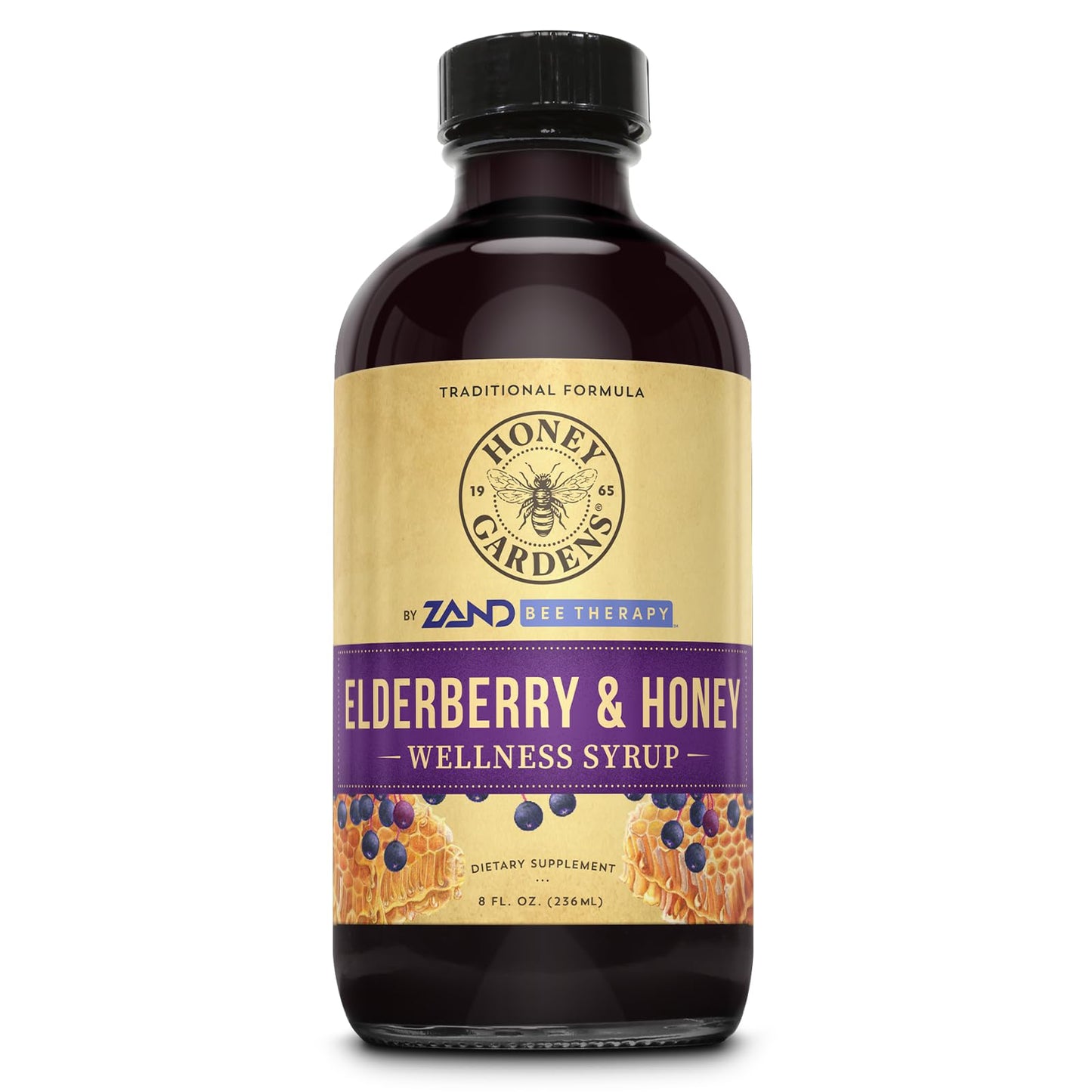 Honey Gardens Elderberry & Honey Immune Syrup – Propolis & ACV, 8 oz