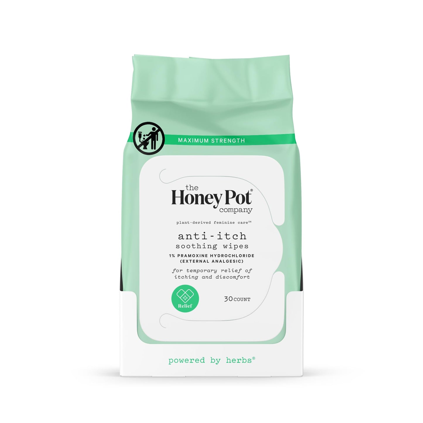 The Honey Pot Company Anti-Itch Soothing Feminine Wipes - Maximum Strength (30 ct)