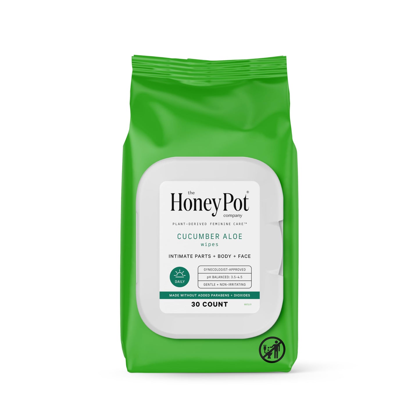 The Honey Pot Company Cucumber Aloe Feminine Wipes – Daily pH Balancing, Sulfate-Free