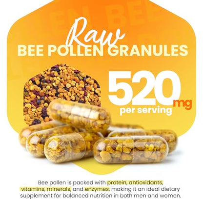HONEYBEEZONE Bee Pollen Supplement - 100% Natural Veggie Caps