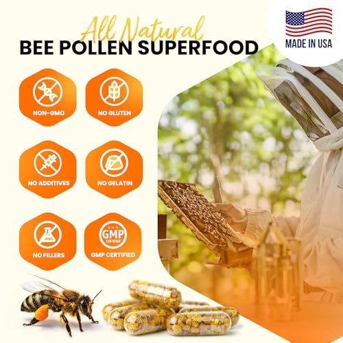 HONEYBEEZONE Bee Pollen Supplement - 100% Natural Veggie Caps