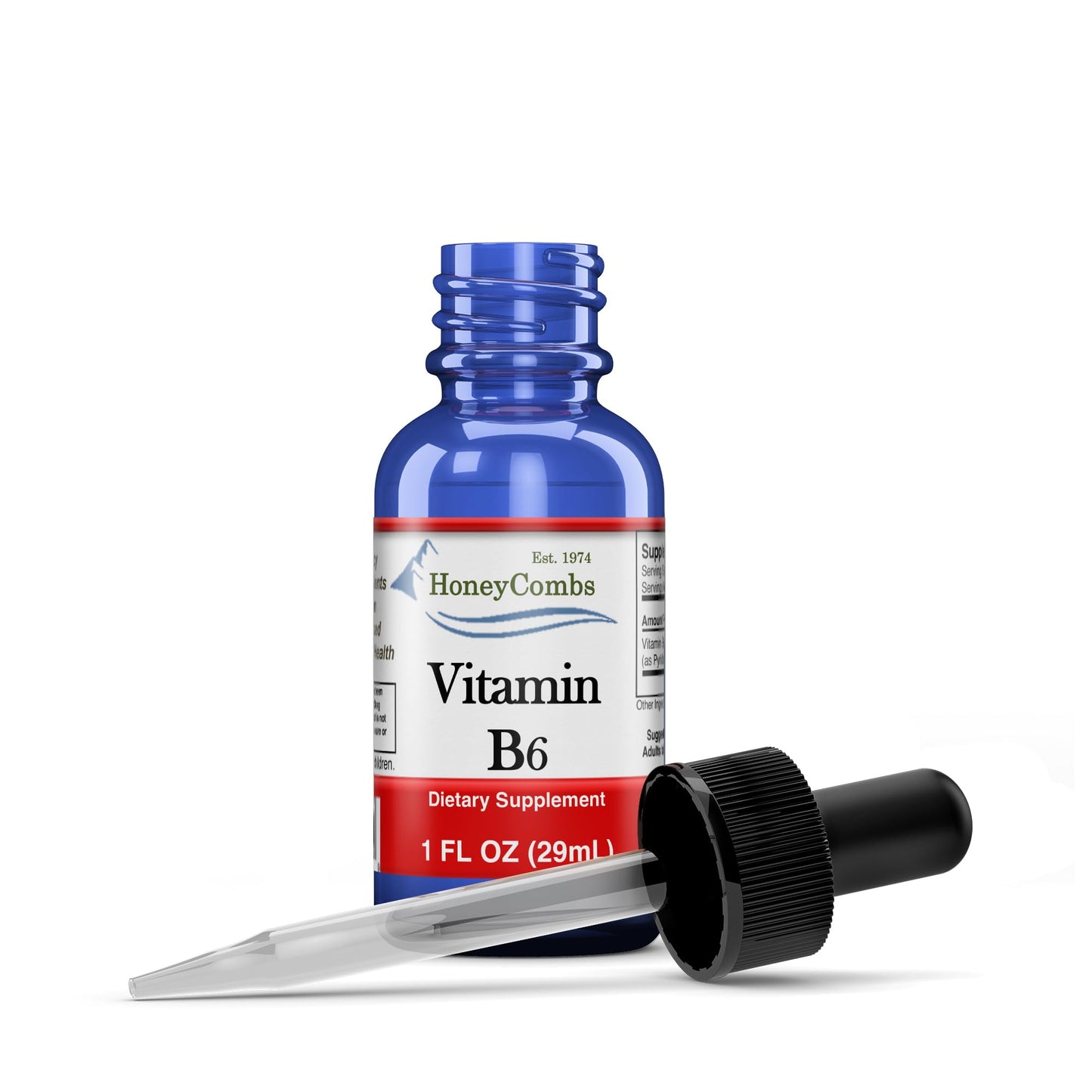 HoneyCombs Vitamin B6 Pyridoxine Liquid Drops – Made in USA, 500% DV per Serving, 36 Servings, Vegan