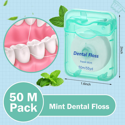 Honeydak 150 Pack Mint Flavored Dental Floss – 50 m Each Bulk Travel Floss for Teeth & Gum Care (Green)