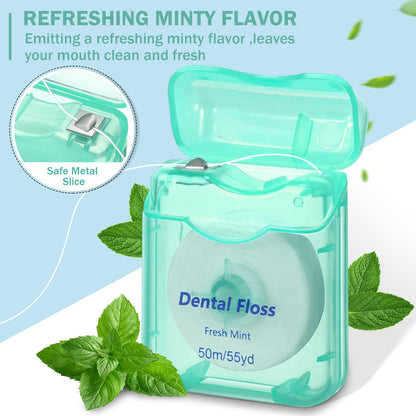 Honeydak 150 Pack Mint Flavored Dental Floss – 50 m Each Bulk Travel Floss for Teeth & Gum Care (Green)