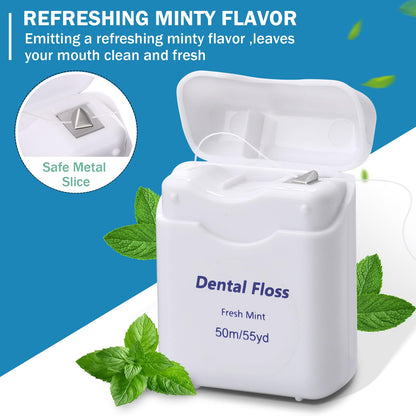 Honeydak 150 Pack Mint Dental Floss Bulk 50m Travel Floss for Teeth & Gums (White)