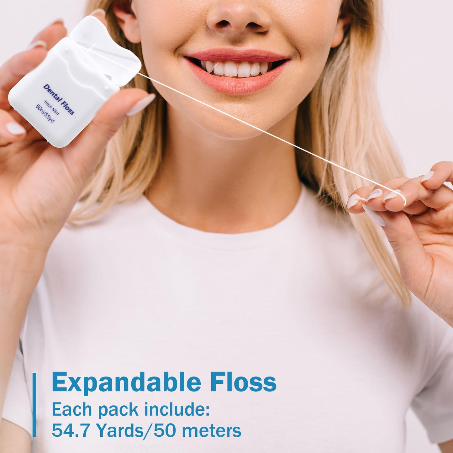 Honeydak 150 Pack Mint Dental Floss Bulk 50m Travel Floss for Teeth & Gums (White)