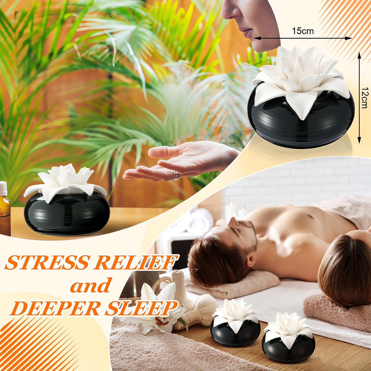 Honeydak Handmade Flower Ceramic Diffuser | White Porcelain Passive Essential Oil Diffuser (Magnolia)