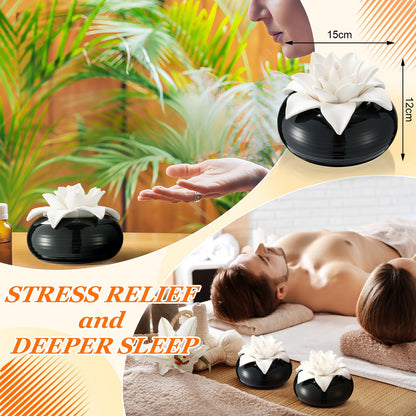 Honeydak Handmade Flower Ceramic Diffuser | White Porcelain Passive Essential Oil Diffuser (Magnolia)