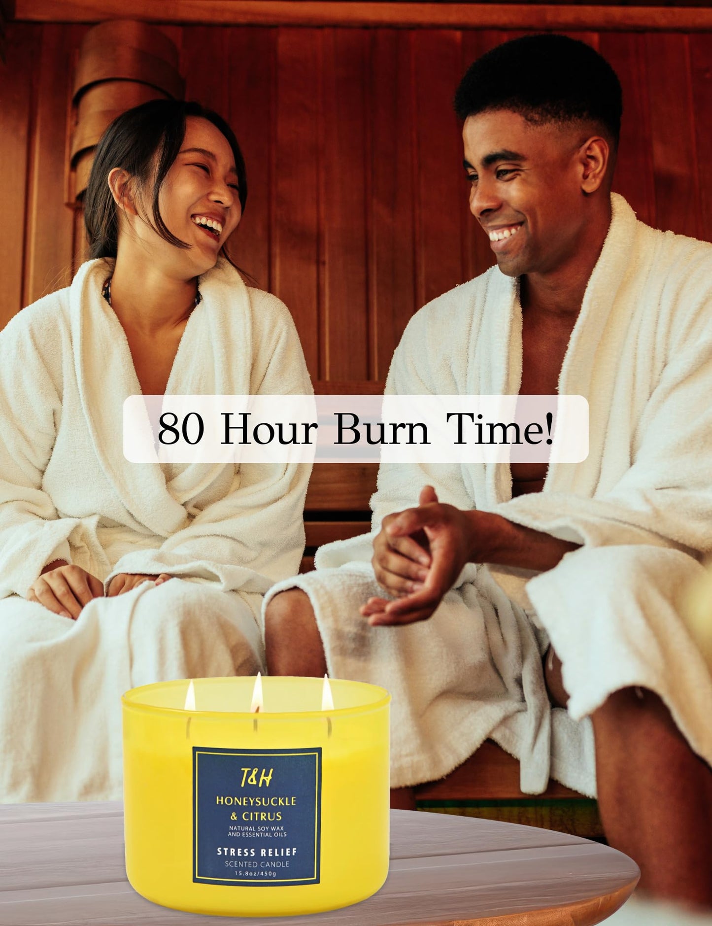 Honeysuckle Citrus Grapefruit 3-Wick Soy Candle - 15.8 oz | Aromatherapy Home Candle | Long-Lasting Clean Burn | Stress Relief Gift