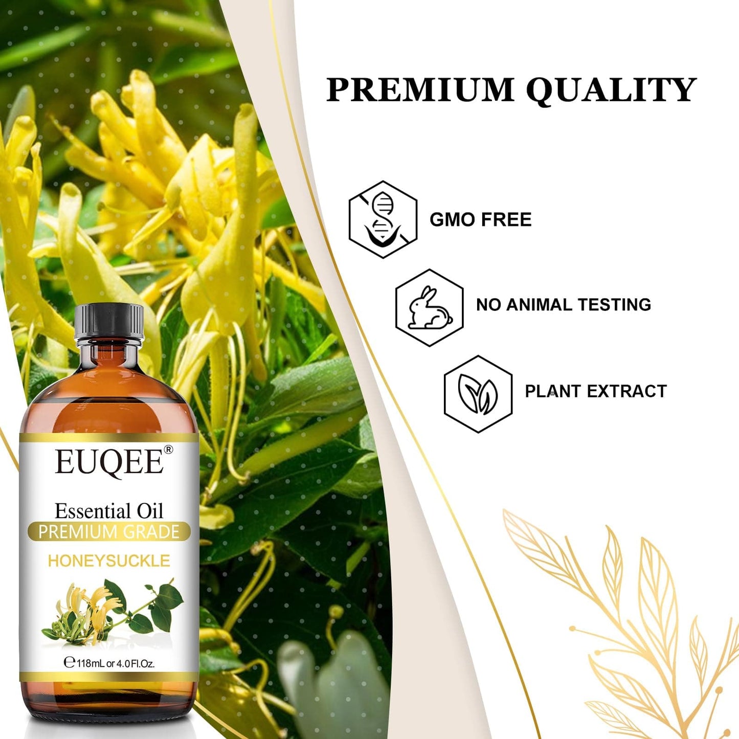 EUQEE Honeysuckle Essential Oil 118ml (4 Fl Oz) – Pure Honeysuckle Oil with Glass Dropper