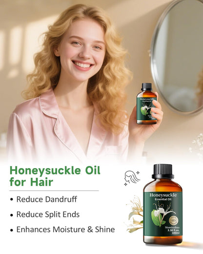 Pure Honeysuckle Essential Oil for Bedtime Serenity – Relaxation, Pillow Mist & Diffuser | Mumianhua 3.38 fl oz