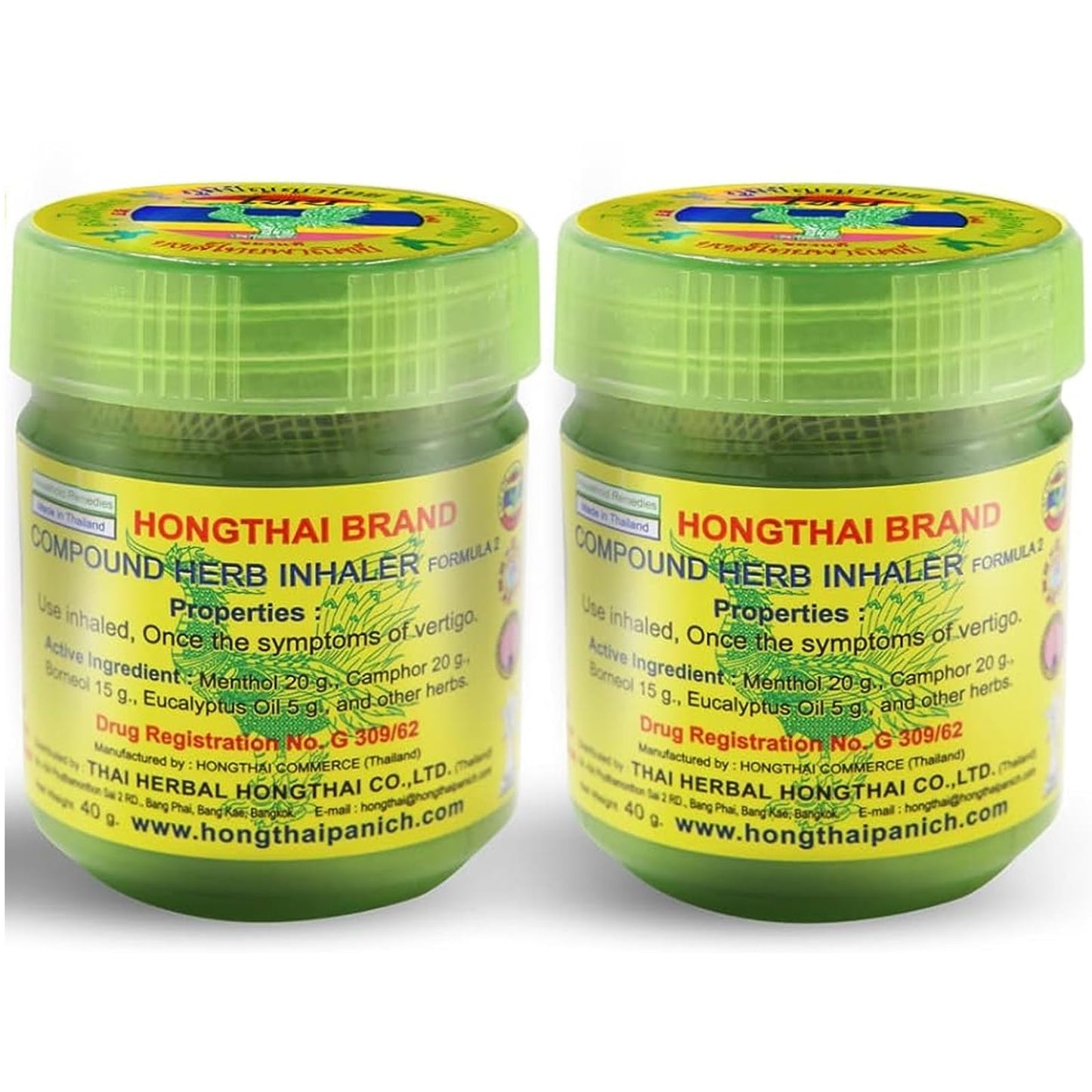 HONG THAI Compound Thai Herb Inhalant 10g Pack of 2 – Mood Enhancer & Relaxing Aroma