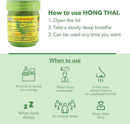 HONG THAI Compound Thai Herb Inhalant 10g Pack of 2 – Mood Enhancer & Relaxing Aroma
